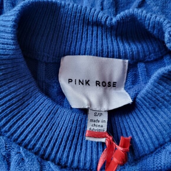 Cable Knit Passion Blue Pantsuit Loungewear Sweater Set Sz S - Picture 8 of 9